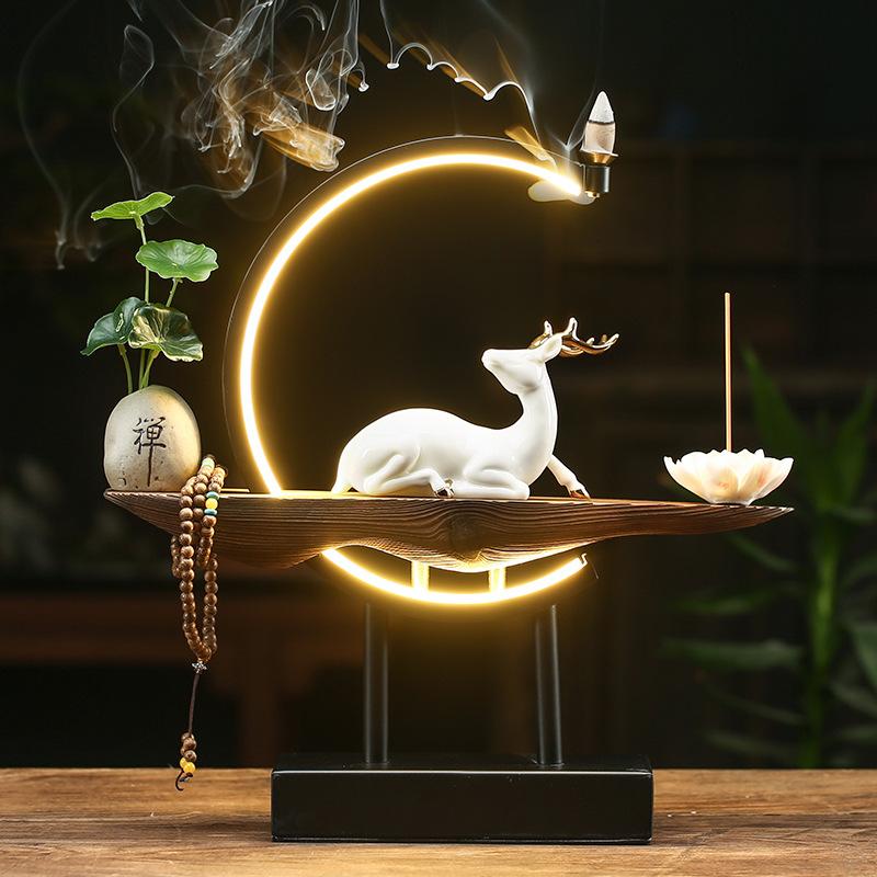 White Deer Incense Burner Lamp